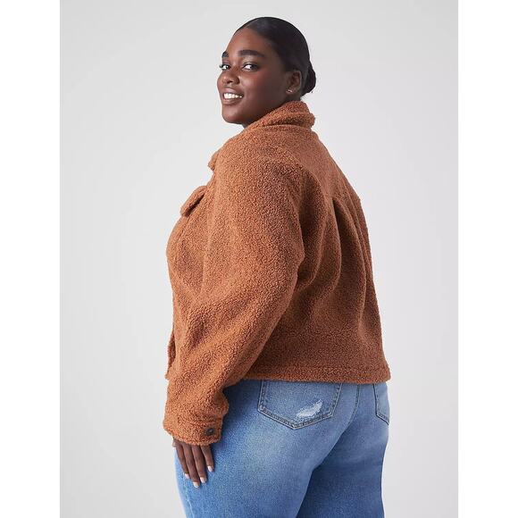 Lane Bryant Cropped Teddy Coat • Argan Oil • Size 4X - Picture 5 of 9